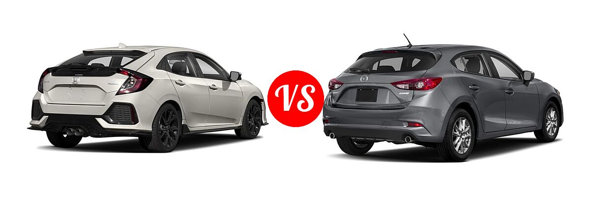 2018 Honda Civic Hatchback Sport Touring vs. 2018 Mazda 3 Hatchback Sport - Rear Right Comparison