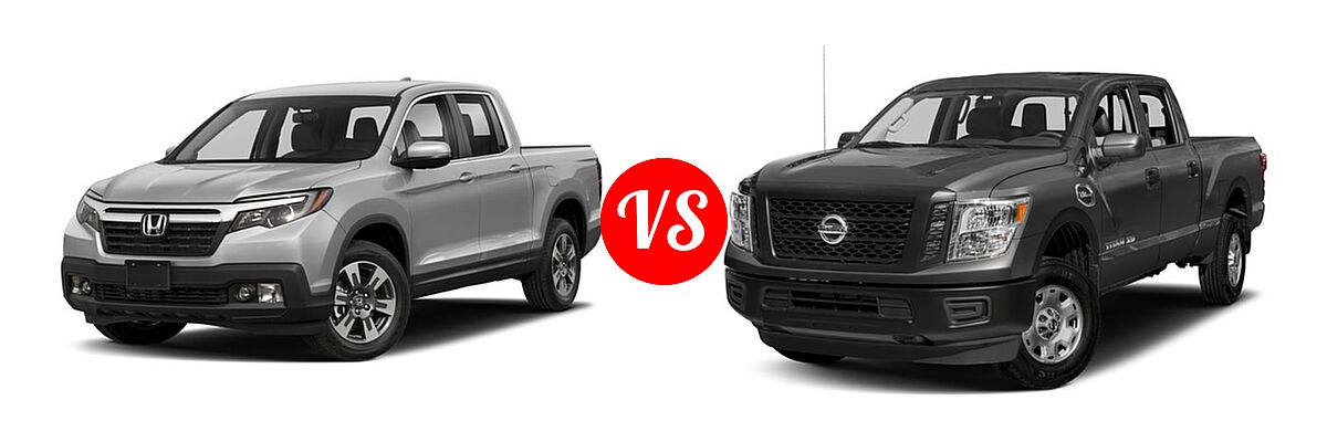 2018 Honda Ridgeline Pickup RTL-T vs. 2018 Nissan Titan XD Pickup Diesel S - Front Left Comparison