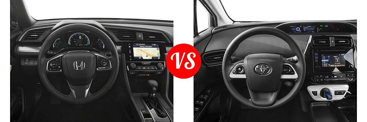 2018 Honda Civic Hatchback EX-L Navi vs. 2018 Toyota Prius Hatchback Two Eco - Dashboard Comparison