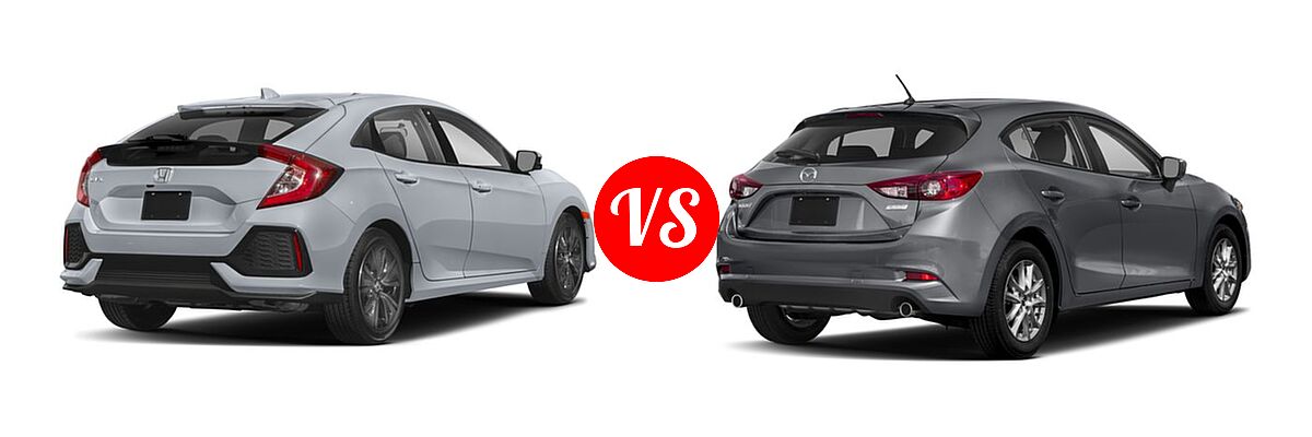 2018 Honda Civic Hatchback EX vs. 2018 Mazda 3 Hatchback Sport - Rear Right Comparison