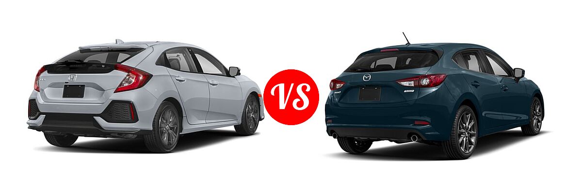 2018 Honda Civic Hatchback EX vs. 2018 Mazda 3 Hatchback Touring - Rear Right Comparison