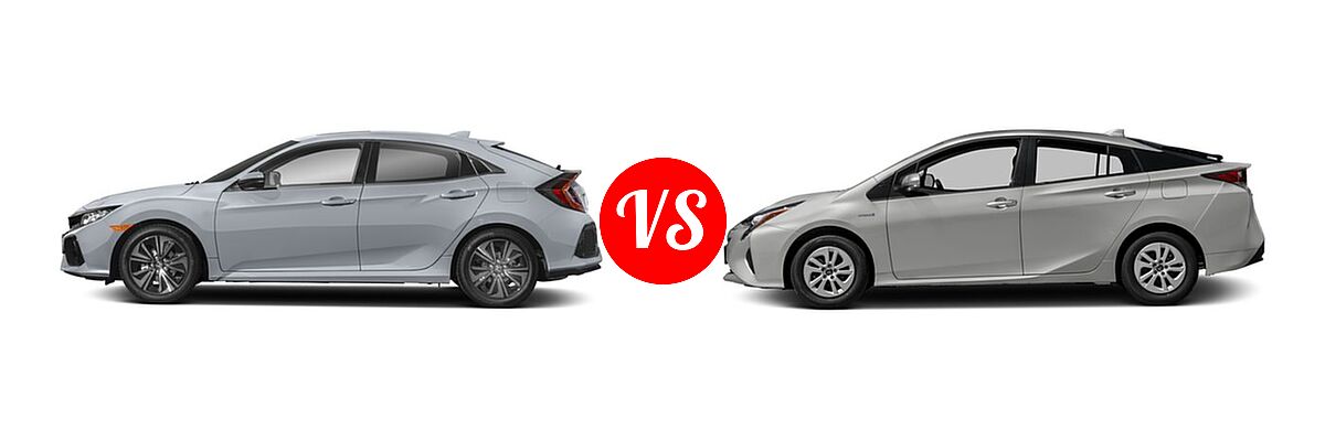 2018 Honda Civic Hatchback EX vs. 2018 Toyota Prius Hatchback Four / One / Three / Two - Side Comparison