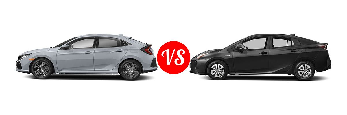2018 Honda Civic Hatchback EX vs. 2018 Toyota Prius Hatchback Two Eco - Side Comparison