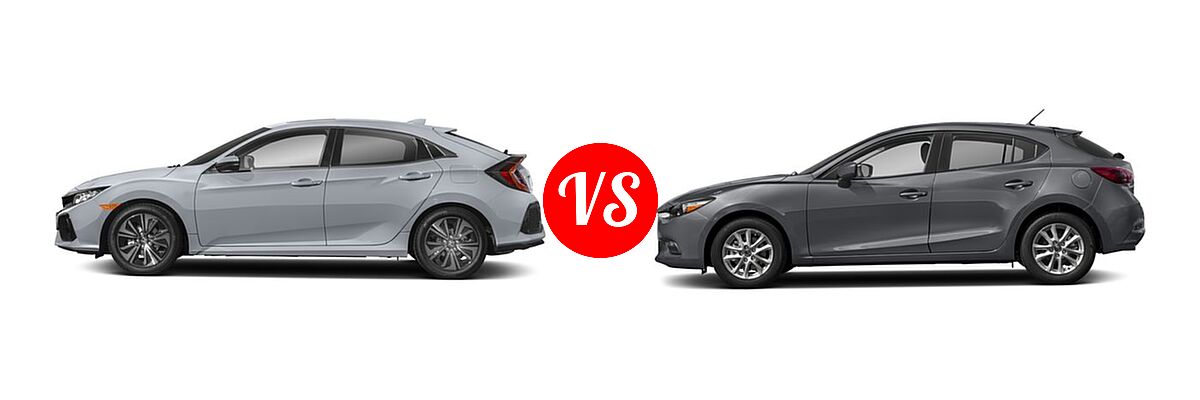 2018 Honda Civic Hatchback EX vs. 2018 Mazda 3 Hatchback Sport - Side Comparison