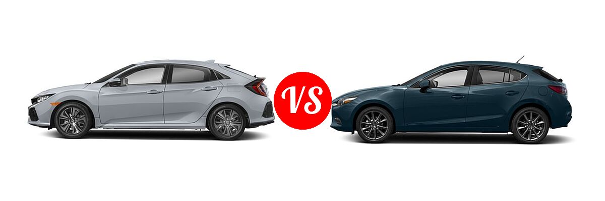 2018 Honda Civic Hatchback EX vs. 2018 Mazda 3 Hatchback Touring - Side Comparison