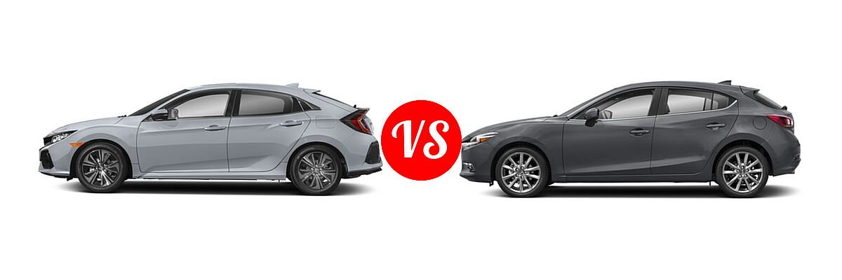 2018 Honda Civic Hatchback EX vs. 2018 Mazda 3 Hatchback Grand Touring - Side Comparison