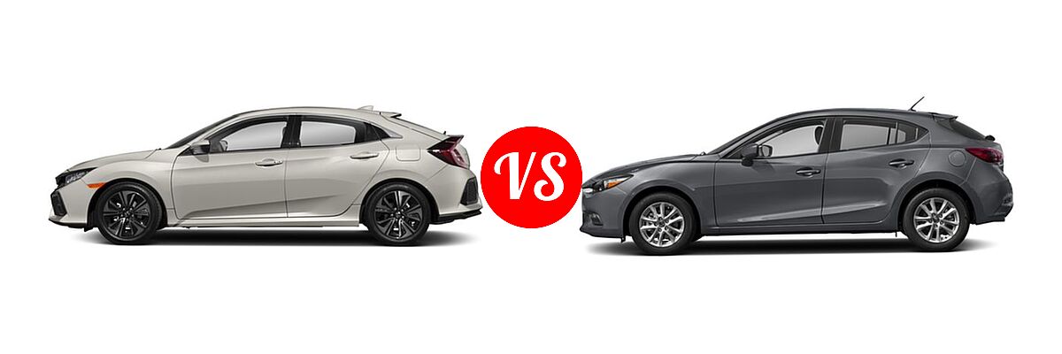 2018 Honda Civic Hatchback EX-L Navi vs. 2018 Mazda 3 Hatchback Sport - Side Comparison