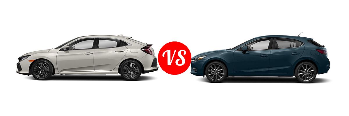 2018 Honda Civic Hatchback EX-L Navi vs. 2018 Mazda 3 Hatchback Touring - Side Comparison