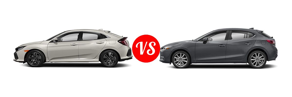 2018 Honda Civic Hatchback EX-L Navi vs. 2018 Mazda 3 Hatchback Grand Touring - Side Comparison