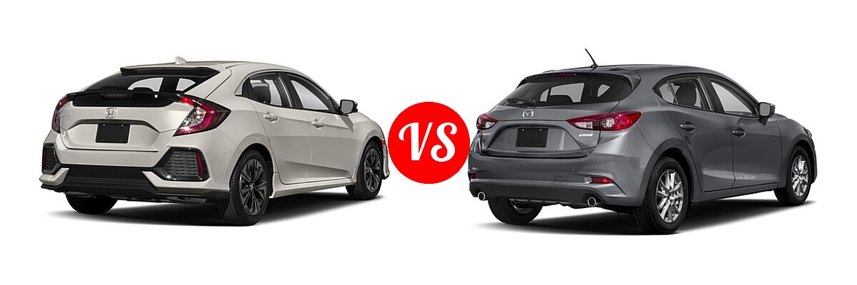 2018 Honda Civic Hatchback EX-L Navi vs. 2018 Mazda 3 Hatchback Sport - Rear Right Comparison