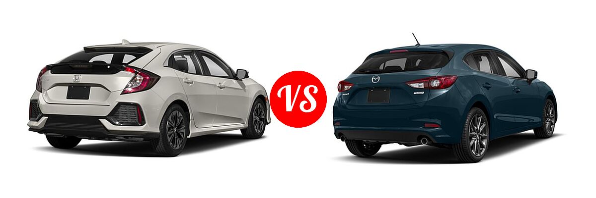 2018 Honda Civic Hatchback EX-L Navi vs. 2018 Mazda 3 Hatchback Touring - Rear Right Comparison