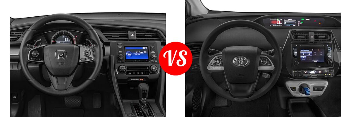 2018 Honda Civic Hatchback LX vs. 2018 Toyota Prius Hatchback Four / One / Three / Two - Dashboard Comparison