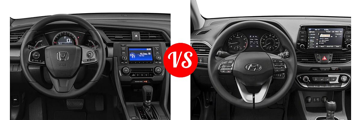 2018 Honda Civic Hatchback LX vs. 2018 Hyundai Elantra GT Hatchback Auto / Manual / Sport - Dashboard Comparison