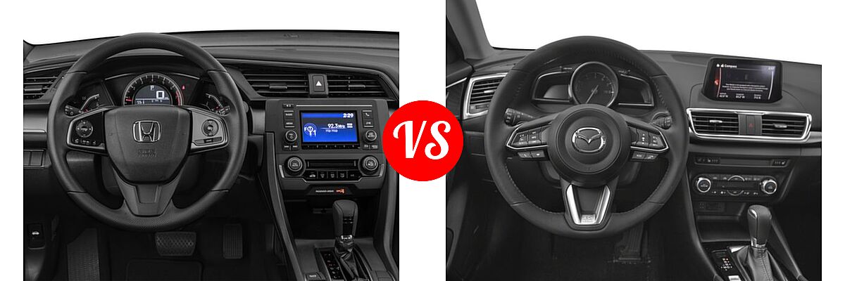 2018 Honda Civic Hatchback LX vs. 2018 Mazda 3 Hatchback Grand Touring - Dashboard Comparison