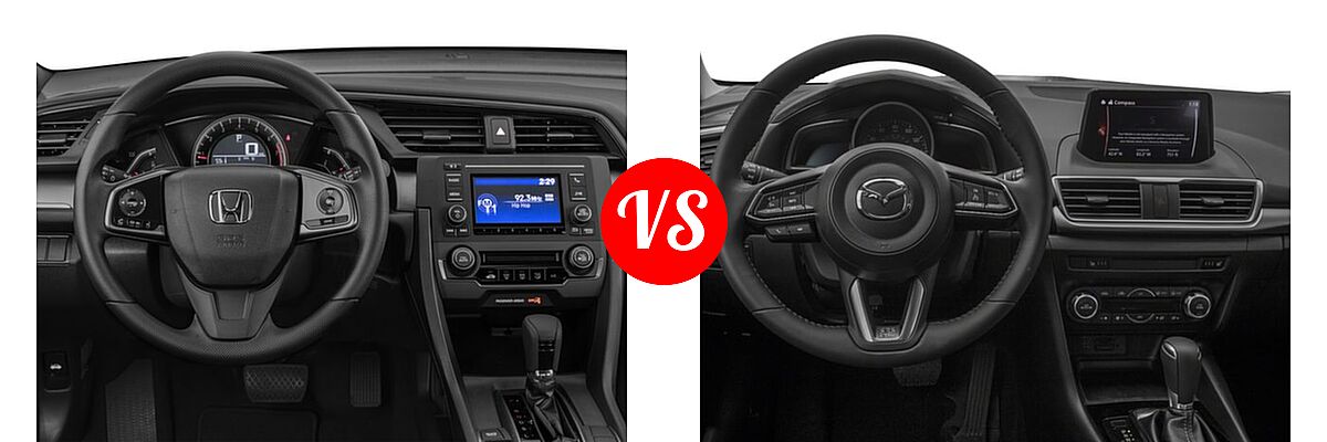 2018 Honda Civic Hatchback LX vs. 2018 Mazda 3 Hatchback Touring - Dashboard Comparison