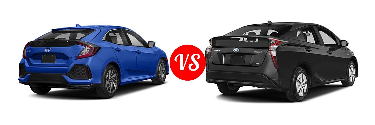2018 Honda Civic Hatchback LX vs. 2018 Toyota Prius Hatchback Two Eco - Rear Right Comparison