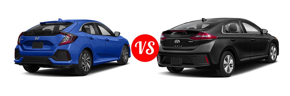 2018 Honda Civic Hatchback LX vs. 2018 Hyundai Ioniq Plug-In Hybrid Hatchback Limited - Rear Right Comparison