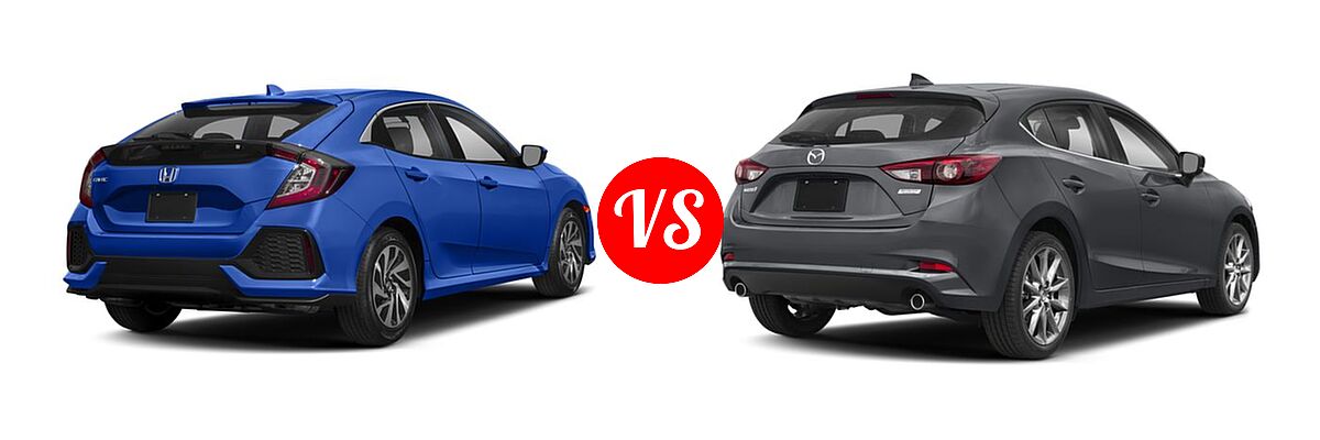 2018 Honda Civic Hatchback LX vs. 2018 Mazda 3 Hatchback Grand Touring - Rear Right Comparison