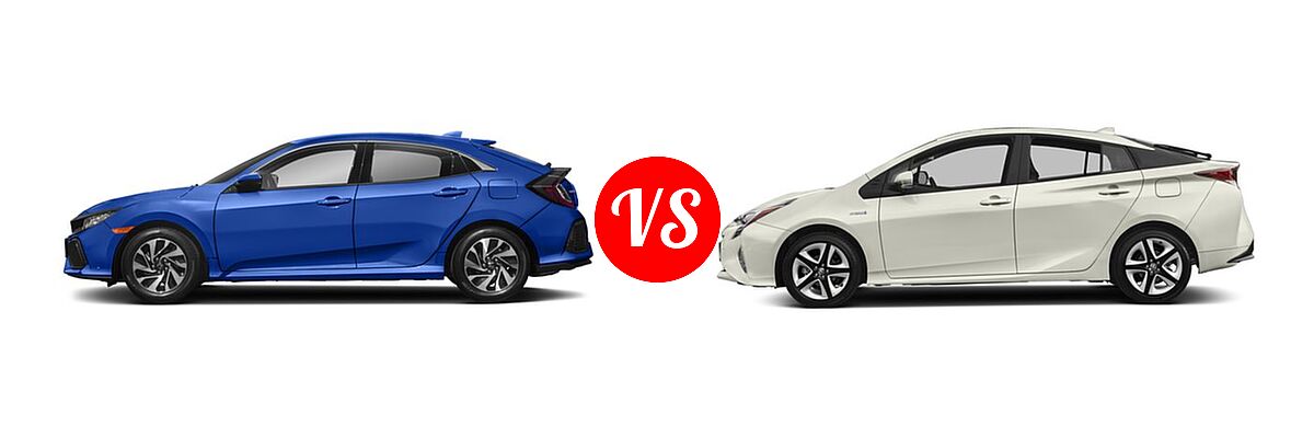 2018 Honda Civic Hatchback LX vs. 2018 Toyota Prius Hatchback Four Touring / Three Touring - Side Comparison