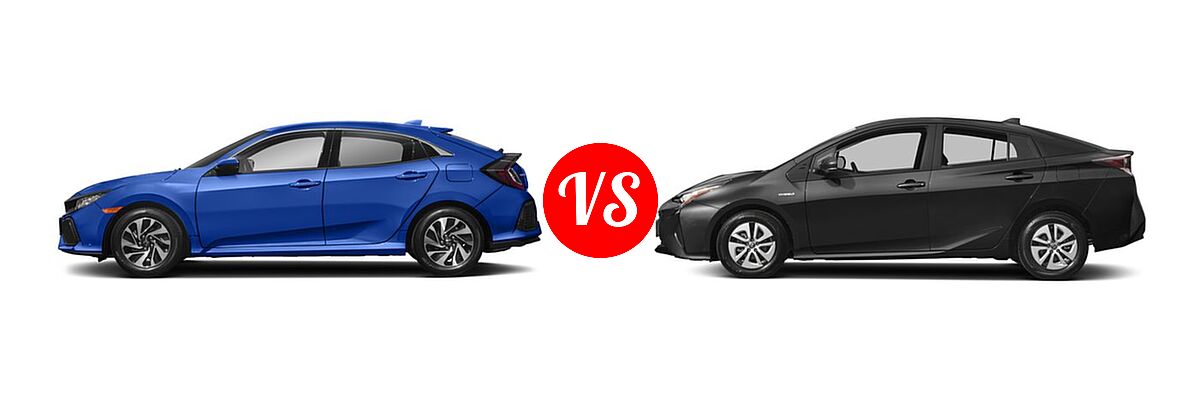 2018 Honda Civic Hatchback LX vs. 2018 Toyota Prius Hatchback Two Eco - Side Comparison