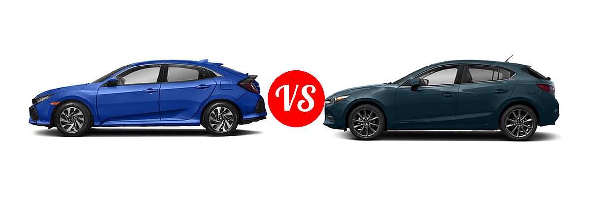 2018 Honda Civic Hatchback LX vs. 2018 Mazda 3 Hatchback Touring - Side Comparison