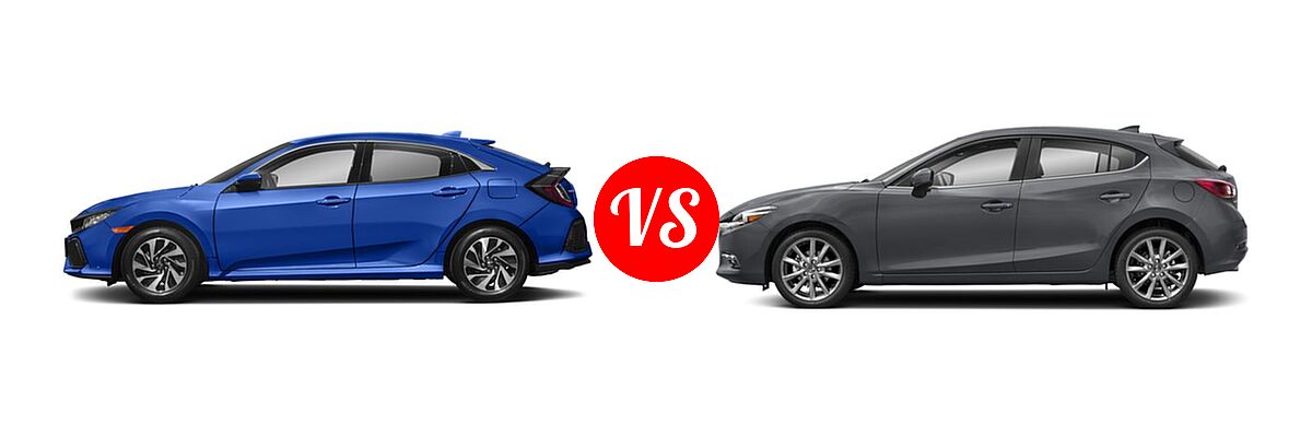 2018 Honda Civic Hatchback LX vs. 2018 Mazda 3 Hatchback Grand Touring - Side Comparison