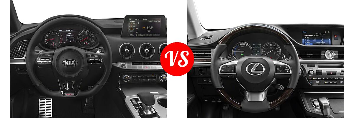 2018 Kia Stinger Sedan GT / GT1 / GT2 / Premium vs. 2018 Lexus ES 300h Sedan ES 300h - Dashboard Comparison