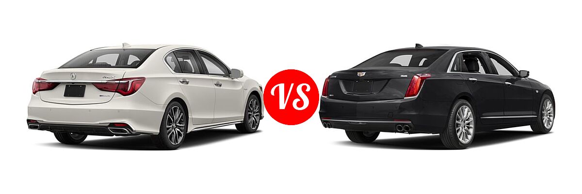 2018 Acura RLX Sedan Hybrid Sport Hybrid w/Advance Pkg vs. 2018 Cadillac CT6 Sedan AWD / Luxury RWD / Platinum AWD / Premium Luxury AWD / RWD - Rear Right Comparison