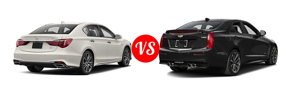 2018 Acura RLX Sedan Hybrid Sport Hybrid w/Advance Pkg vs. 2018 Cadillac ATS-V Sedan 4dr Sdn - Rear Right Comparison