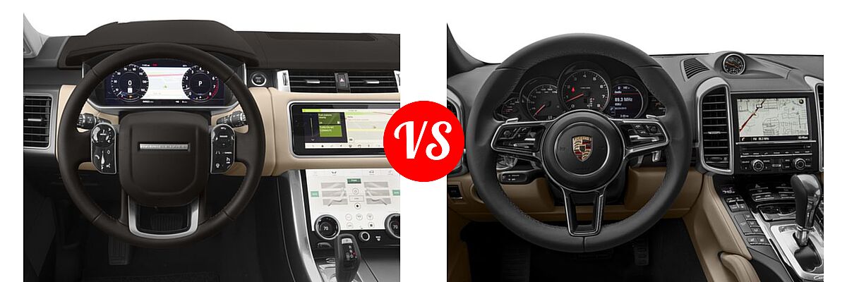2018 Land Rover Range Rover Sport SVR SUV SVR vs. 2018 Porsche Cayenne SUV AWD - Dashboard Comparison