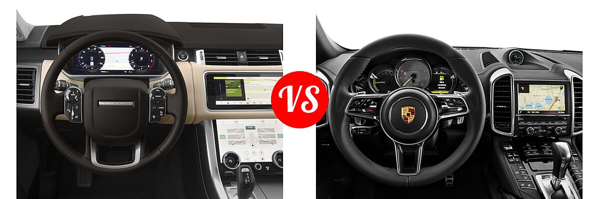 2018 Land Rover Range Rover Sport SUV Diesel HSE / SE vs. 2018 Porsche Cayenne SUV Hybrid S E-Hybrid / S Platinum Edition E-Hybrid - Dashboard Comparison