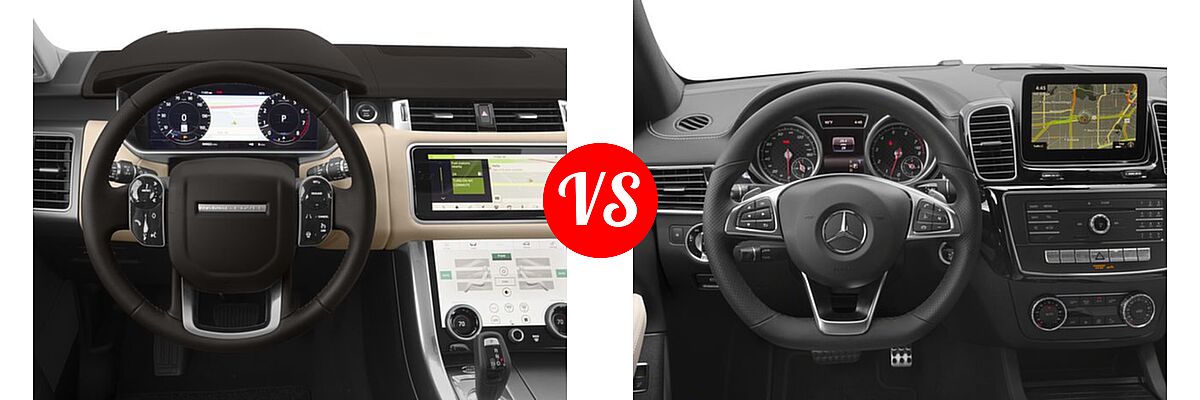2018 Land Rover Range Rover Sport SUV Dynamic / HSE / HSE Dynamic / SE / V8 Supercharged vs. 2018 Mercedes-Benz GLE-Class Coupe SUV AMG GLE 43 - Dashboard Comparison