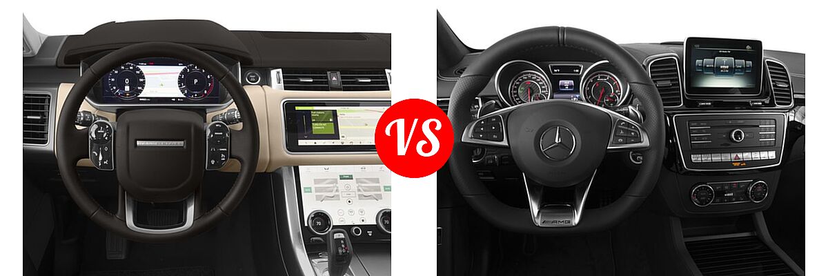 2018 Land Rover Range Rover Sport SUV Dynamic / HSE / HSE Dynamic / SE / V8 Supercharged vs. 2018 Mercedes-Benz GLE-Class Coupe SUV AMG GLE 63 S - Dashboard Comparison