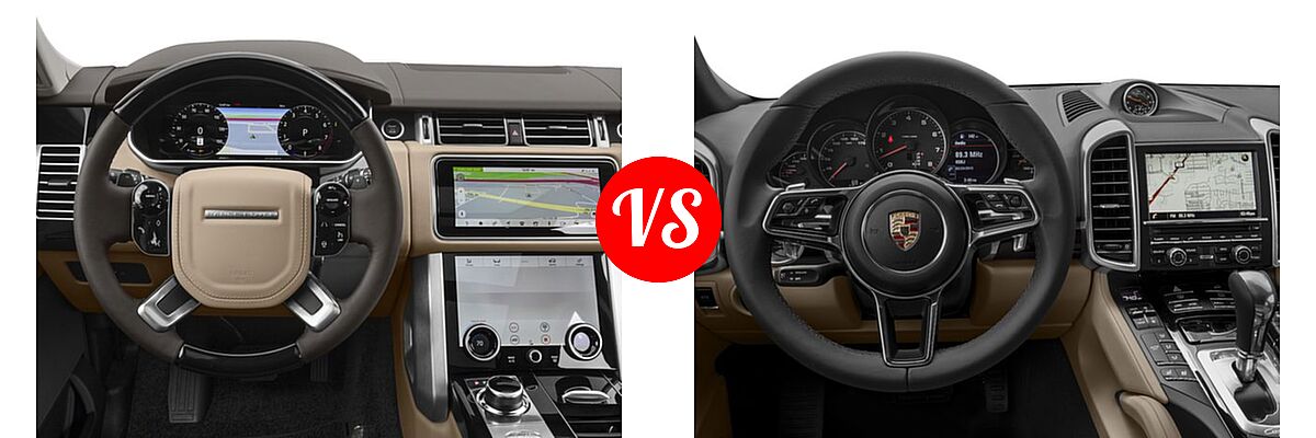2018 Land Rover Range Rover SV Autobiography Dynamic SUV SV Autobiography Dynamic vs. 2018 Porsche Cayenne SUV AWD - Dashboard Comparison