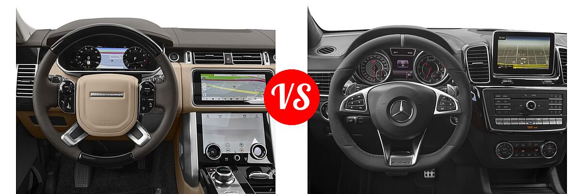 2018 Land Rover Range Rover SUV Autobiography / HSE / SV Autobiography / V6 Supercharged SWB / V8 Supercharged LWB vs. 2018 Mercedes-Benz GLE-Class AMG GLE 63 S 4MATIC SUV AMG GLE 63 S - Dashboard Comparison
