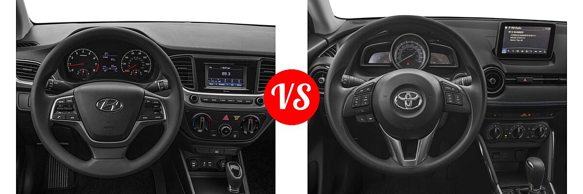 2018 Hyundai Accent Sedan Limited / SE / SEL vs. 2018 Toyota Yaris iA Sedan Auto (SE) / Manual (SE) - Dashboard Comparison