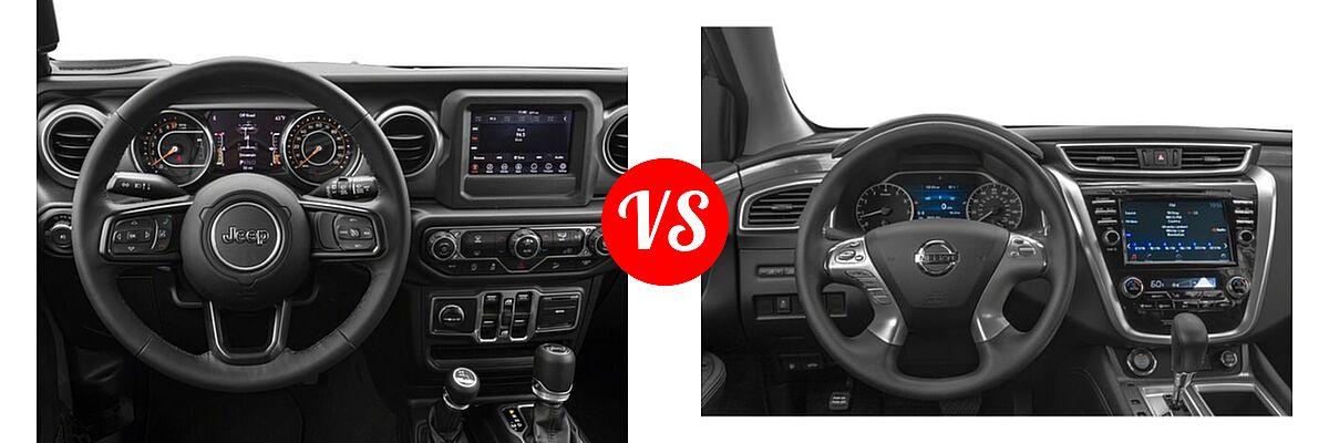 2018 Jeep Wrangler Unlimited SUV Rubicon / Sahara / Sport vs. 2018 Nissan Murano SUV Platinum / S / SL / SV - Dashboard Comparison
