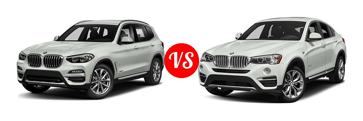 2018 BMW X3 SUV xDrive30i vs. 2018 BMW X4 SUV xDrive28i - Front Left Comparison