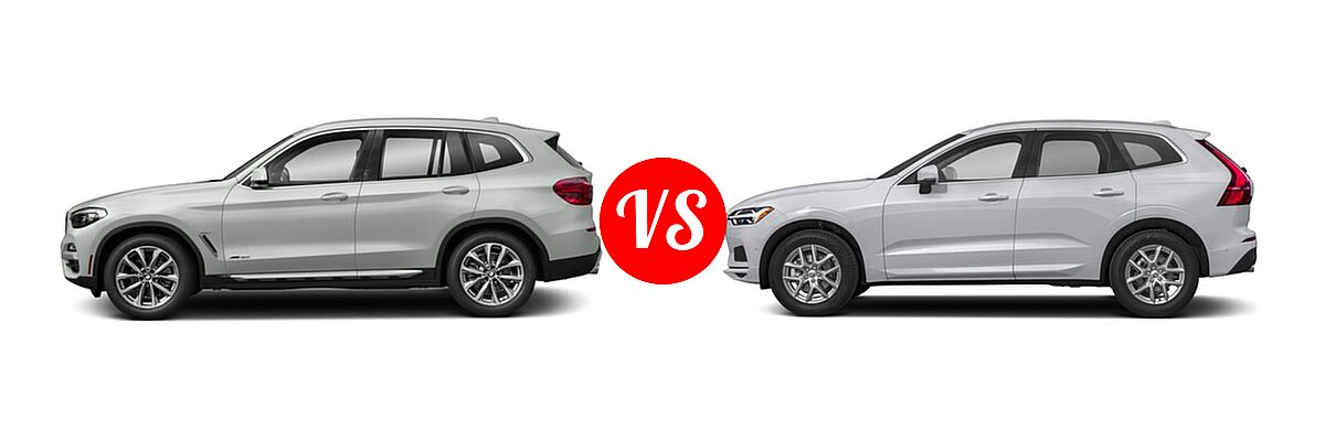 2018 BMW X3 SUV xDrive30i vs. 2018 Volvo XC60 SUV Inscription / Momentum / R-Design - Side Comparison
