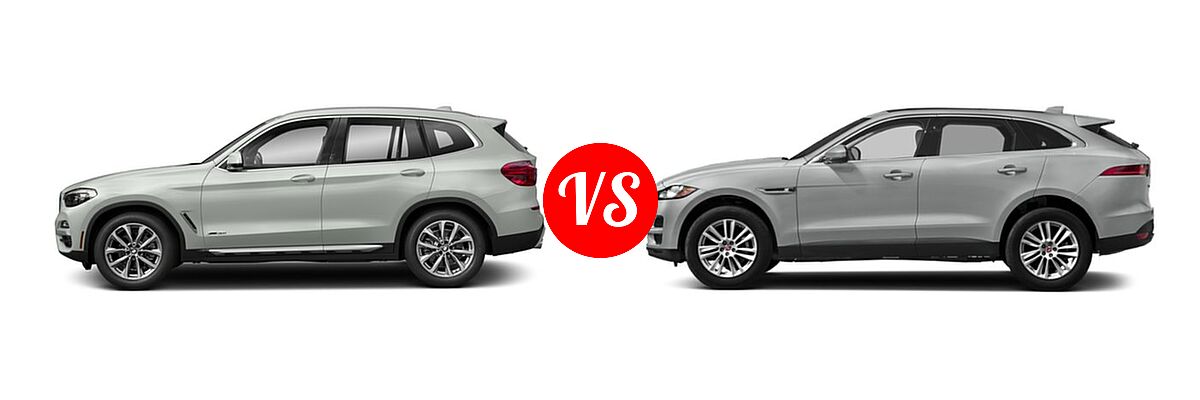 2018 BMW X3 M40i SUV M40i vs. 2018 Jaguar F-PACE SUV 25t / 25t Premium / 25t Prestige - Side Comparison