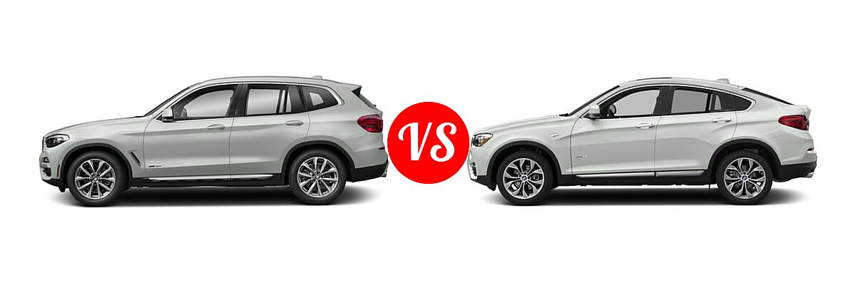 2018 BMW X3 SUV xDrive30i vs. 2018 BMW X4 SUV xDrive28i - Side Comparison