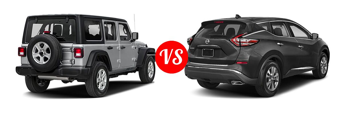 2018 Jeep Wrangler Unlimited SUV Rubicon / Sahara / Sport vs. 2018 Nissan Murano SUV Platinum / S / SL / SV - Rear Right Comparison
