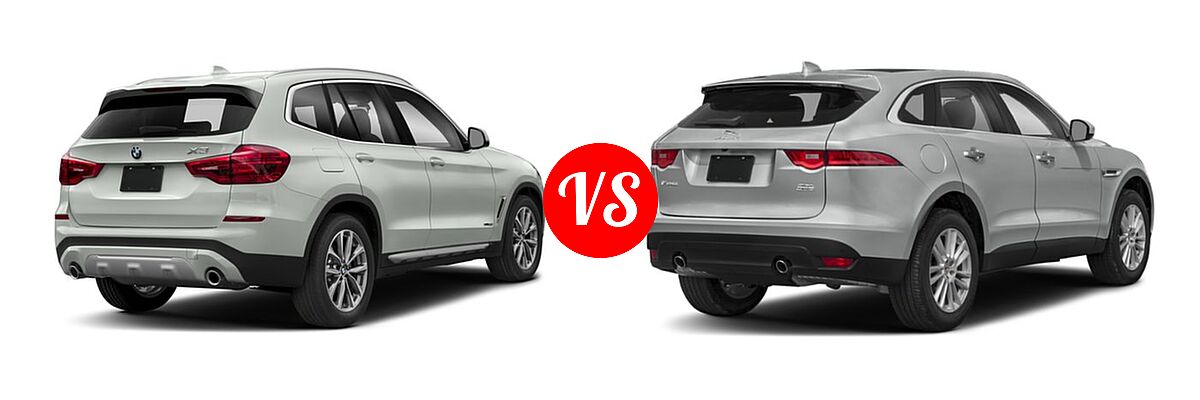 2018 BMW X3 M40i SUV M40i vs. 2018 Jaguar F-PACE SUV 25t / 25t Premium / 25t Prestige - Rear Right Comparison