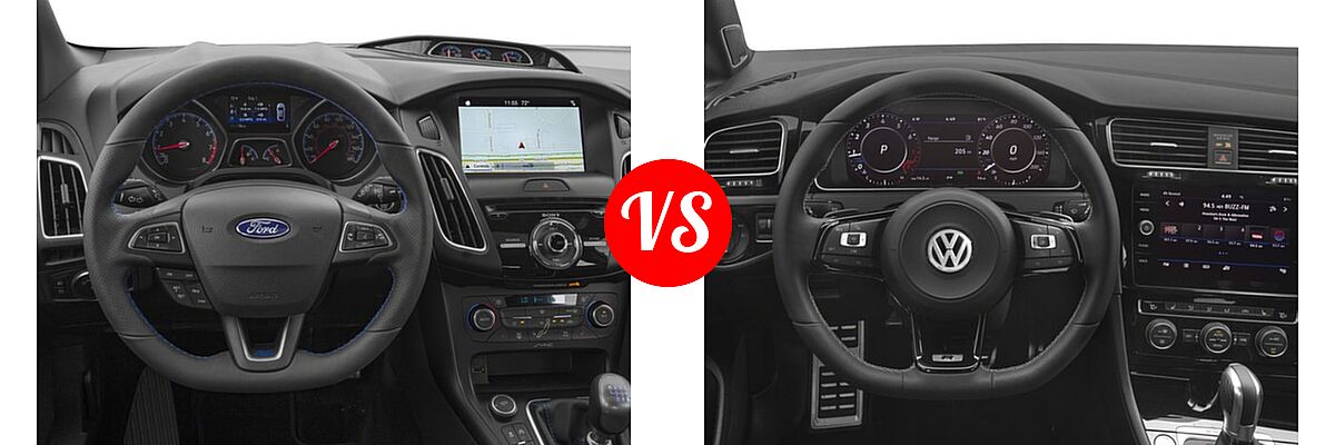 2018 Ford Focus RS Hatchback RS vs. 2018 Volkswagen Golf R Hatchback 2.0T DSG w/DCC/Nav / 2.0T Manual w/DCC/Nav - Dashboard Comparison