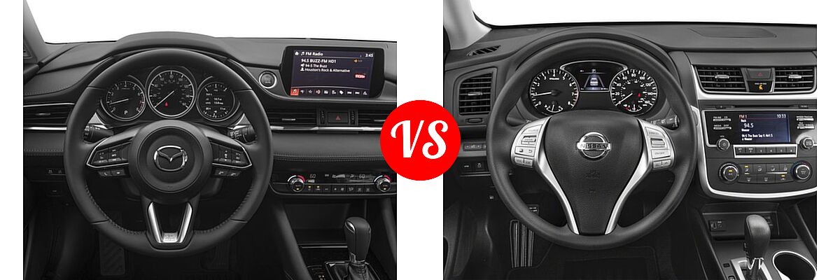 2018 Mazda 6 Sedan Sport vs. 2018 Nissan Altima Sedan 2.5 S / 2.5 SL / 2.5 SR / 2.5 SV / 3.5 SL - Dashboard Comparison