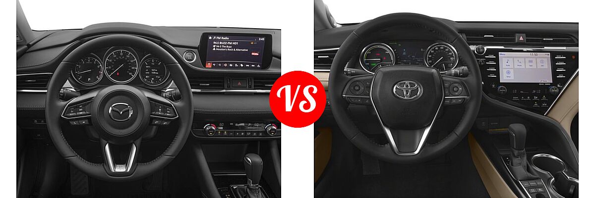 2018 Mazda 6 Sedan Sport vs. 2018 Toyota Camry Hybrid Sedan Hybrid LE / Hybrid SE / Hybrid XLE - Dashboard Comparison