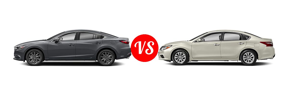 2018 Mazda 6 Sedan Sport vs. 2018 Nissan Altima Sedan 2.5 S / 2.5 SL / 2.5 SR / 2.5 SV / 3.5 SL - Side Comparison
