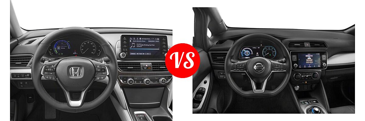 2018 Honda Accord Hybrid Sedan Hybrid Touring vs. 2022 Nissan Leaf Hatchback Electric S / S PLUS / SL PLUS / SV / SV PLUS - Dashboard Comparison
