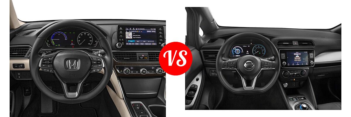 2018 Honda Accord Hybrid Sedan Hybrid EX / EX-L / EX-L w/Navi vs. 2022 Nissan Leaf Hatchback Electric S / S PLUS / SL PLUS / SV / SV PLUS - Dashboard Comparison