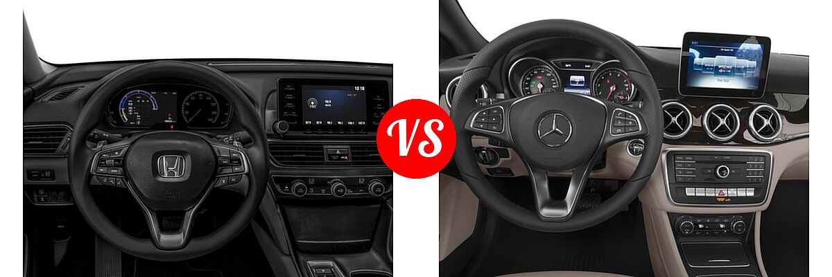 2018 Honda Accord Hybrid Sedan Hybrid Sedan vs. 2018 Mercedes-Benz CLA-Class Sedan CLA 250 - Dashboard Comparison